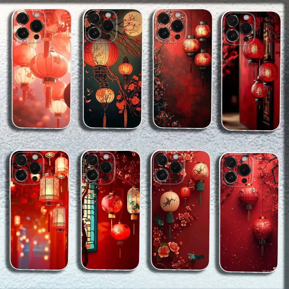 

Chinese lantern Phone Case For iPhone 17,16,15,14,13,12,11,Pro,Max,Plus,E,SE4,Air,Mini Transparent Cover