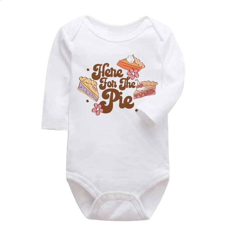 

Here for The Pie Baby Girl Outfit Toddler Thanksgiving Shirt Baby Thanksgiving Tee Shirt Kids Thanksgiving Long Sleeve Bodysuit