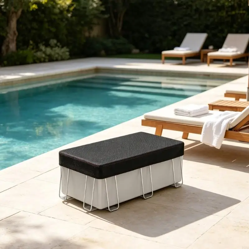 Rectangular Pool Cover 210D Sun Block Layer for Backyard Above Ground Pools 4XBB