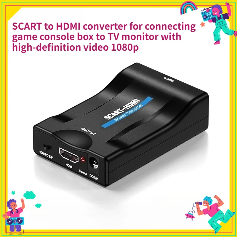 1PCS SCART To HDMI Converter for Connecting Game Console Box To TV Monitor with High-definition Video 1080p
