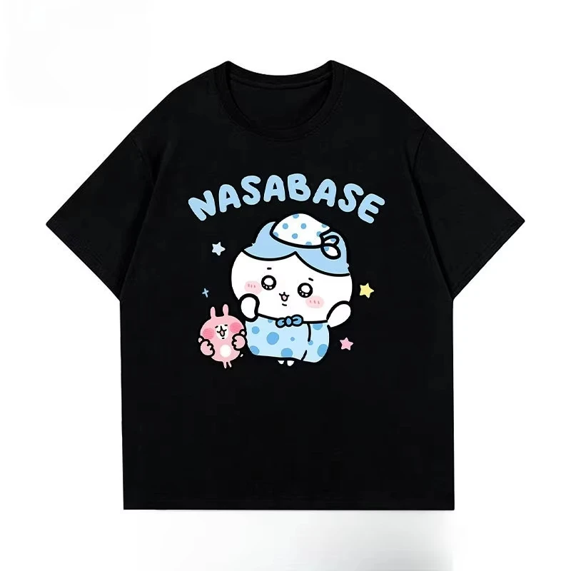 Unisex Kawaii Japanese Chiikawa Valentine Graphic Tee Loose Fit Cotton Short Sleeve Couple Matching T-shirt Usagi Ji-i Design