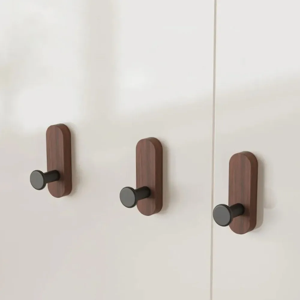 Multi-Purpose Nordic Style Wood Wall Hooks Self Adhesive No-drill Self Adhesive Hooks Space Saving Key Holder Home Storage Use