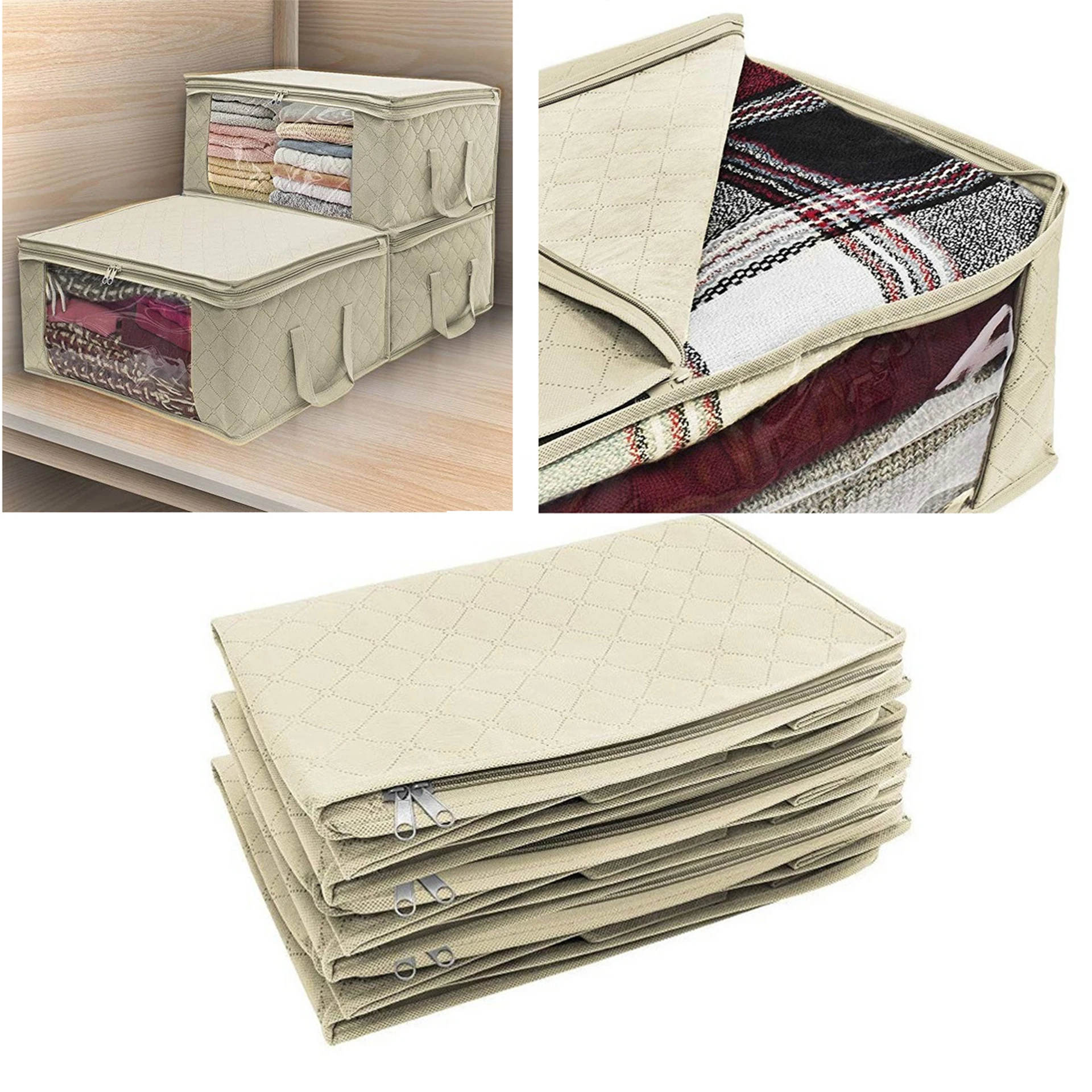 1 Stück Vliesstoff-Staubschutzbeutel, faltbarer Baumwoll-Quiltbeutel, Kleiderschrank-Sortierbox, Aufbewahrungsbeutel, Stoff-Verdickung für den Haushalt