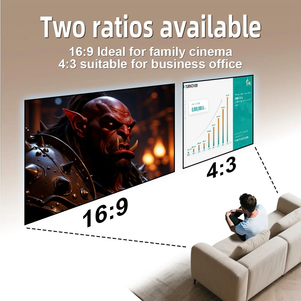 Universal Projector Screen 80/100/120 Inches Portable Foldable Stand Wrinkle-Free Quick Setup for Home Outdoor Movie Accessories