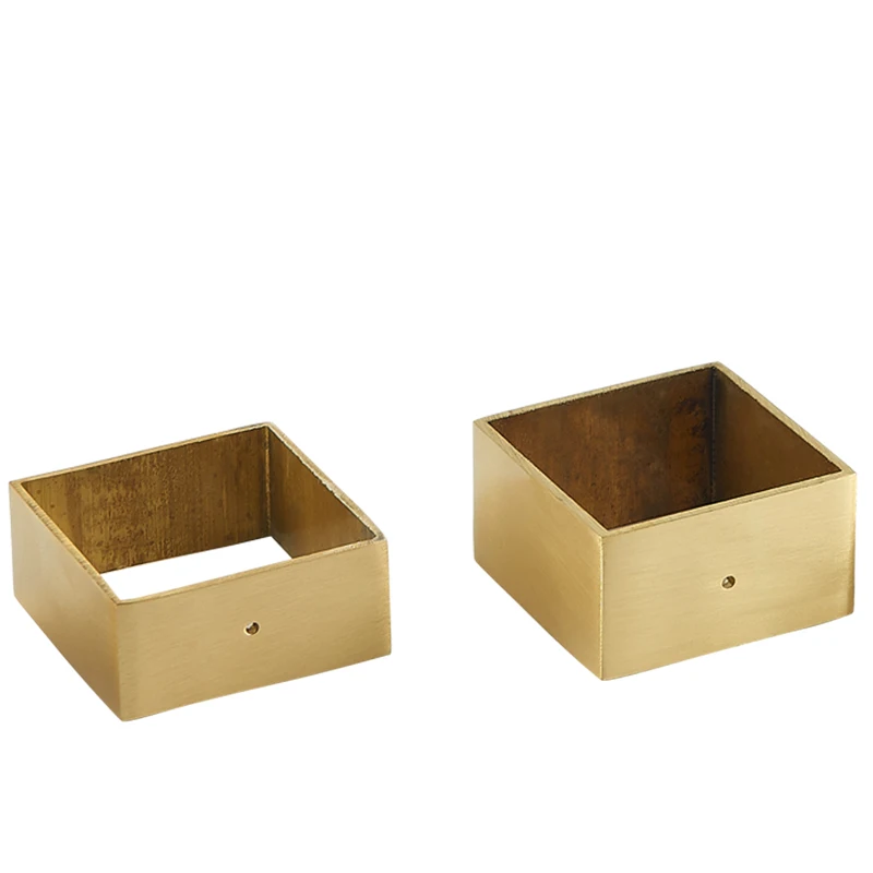 Modern Table Leg Feet Replacement Cover Sofa Foot Tube 4pcs/Lot Square Brass Tip Cap for Mid-Century Furniture Leg Ferrule