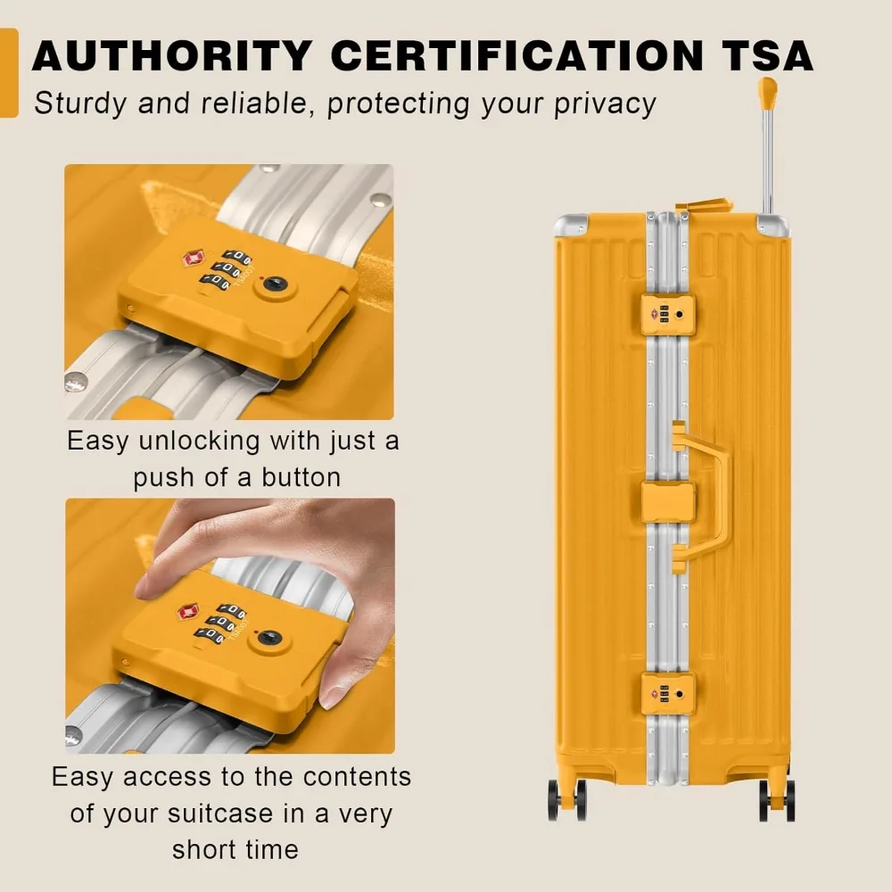 Aluminum Frame TSA Lock Double Spinner 28 Inch PC+ABS Zipless Hard Shell Suitcase Luggage with TSA Lock for Travel