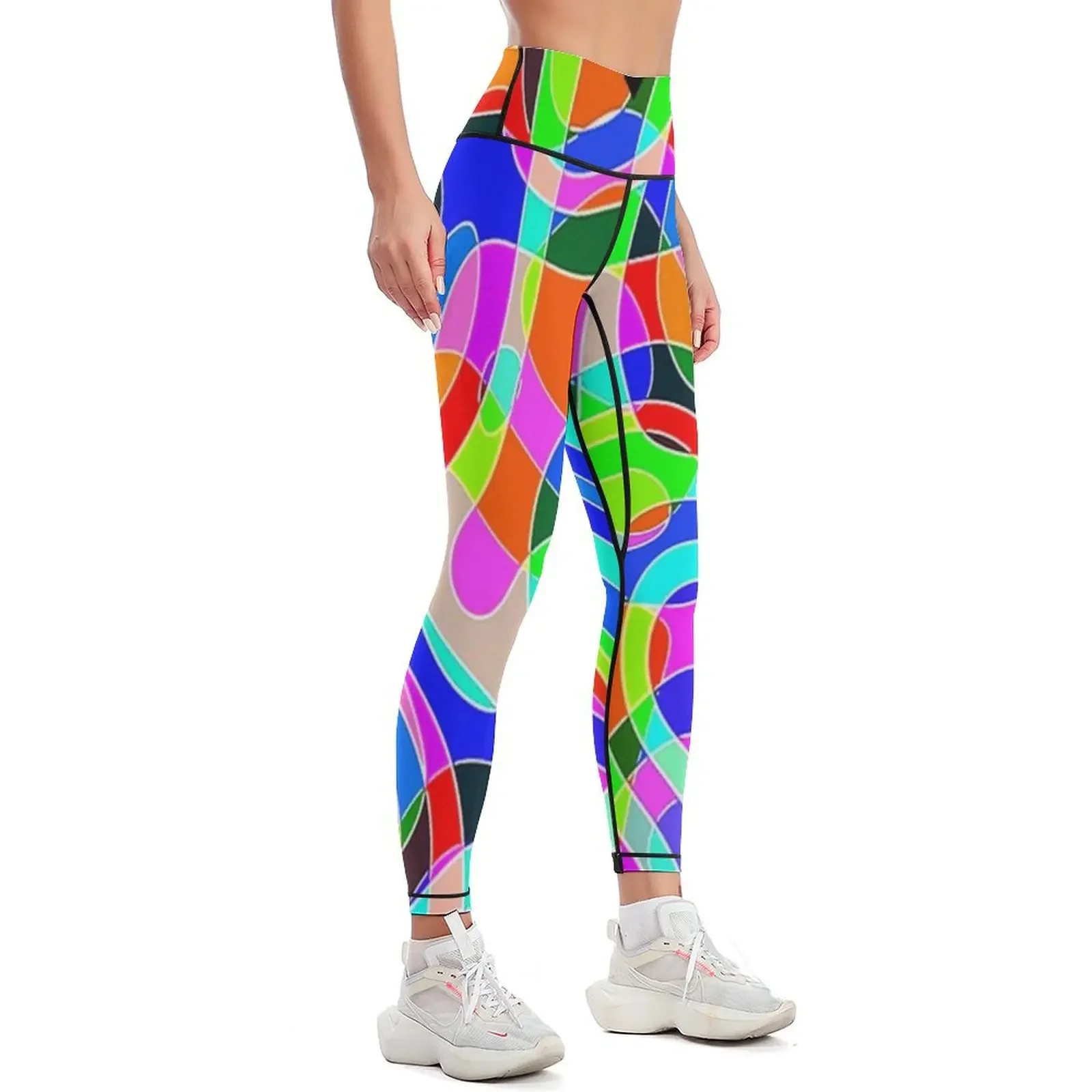 Neon Glow Black Light Lava Lamp Rave Heart Leggings gym top Women sportwear leggins push up woman Womens Leggings