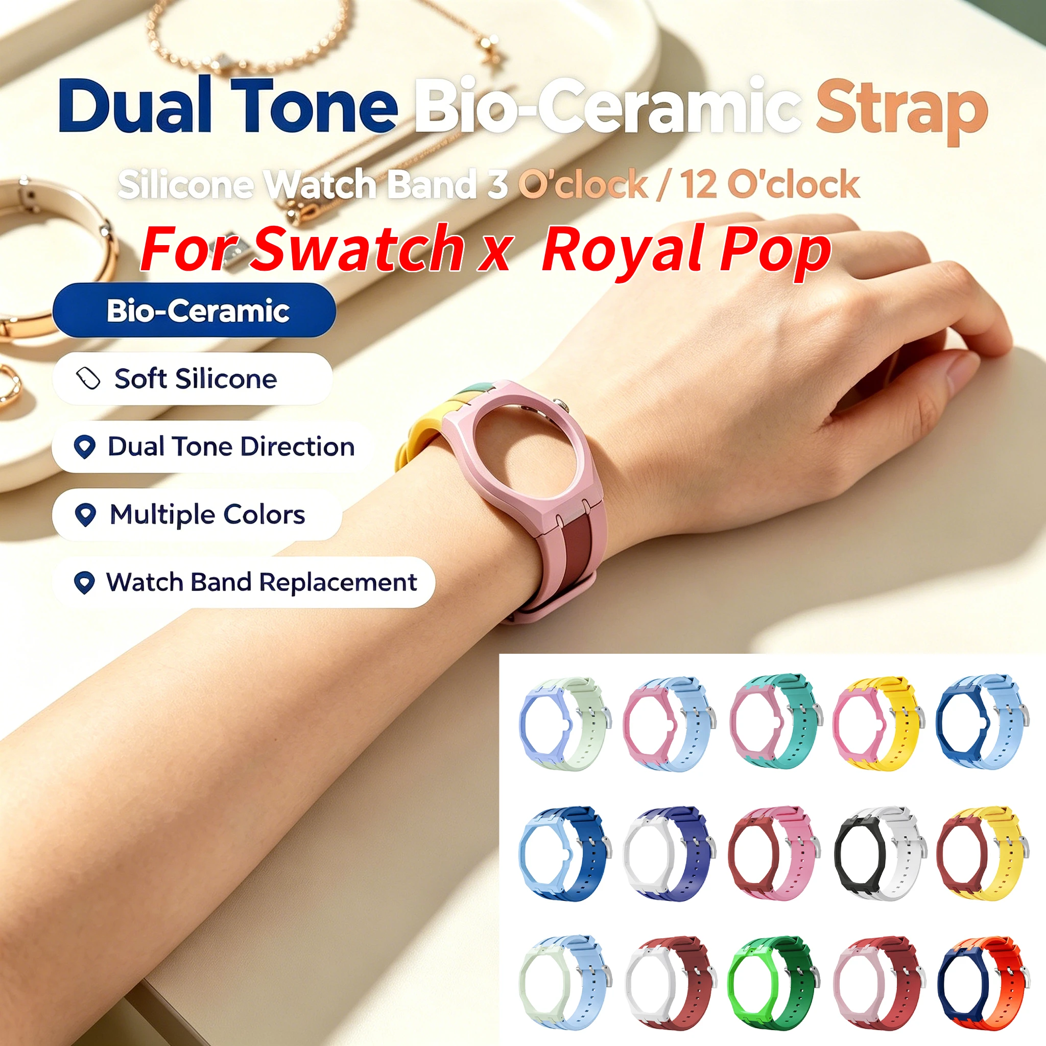 Bioceramic Modification Kit for Swatch-X AP Royal POP Biomaterials Watch Case + bioceramic Strap Pocket Changer To Wristwatch