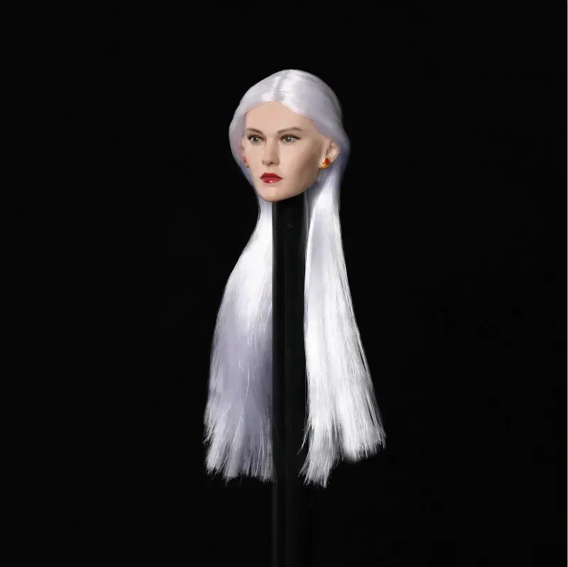

1/6 Scale Girl Head Sculpt Long Straight White/black Hair Head Carving for 12in Female Soldier Figures Pale PH JIAOU Body DOLL