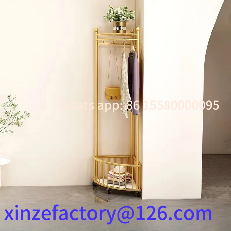 

Customizable Corner Coat Rack with Shoe Storage Removable Metal Clothing Rail Floor Standing