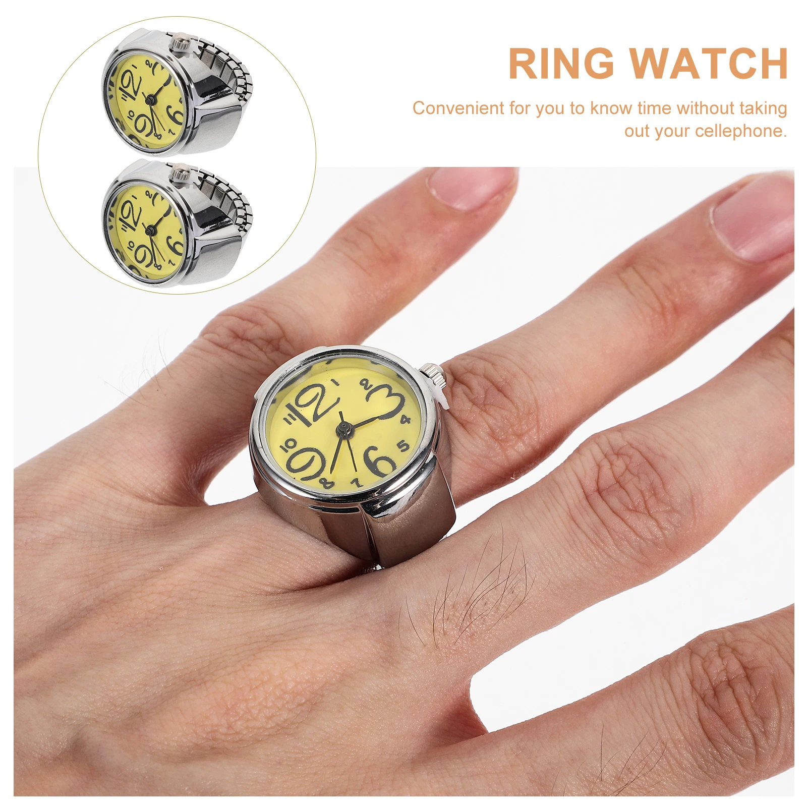 

2 Pcs Couple Ring Watch Watches Women Wrist Finger Rings for Ladies Mini Jewelry