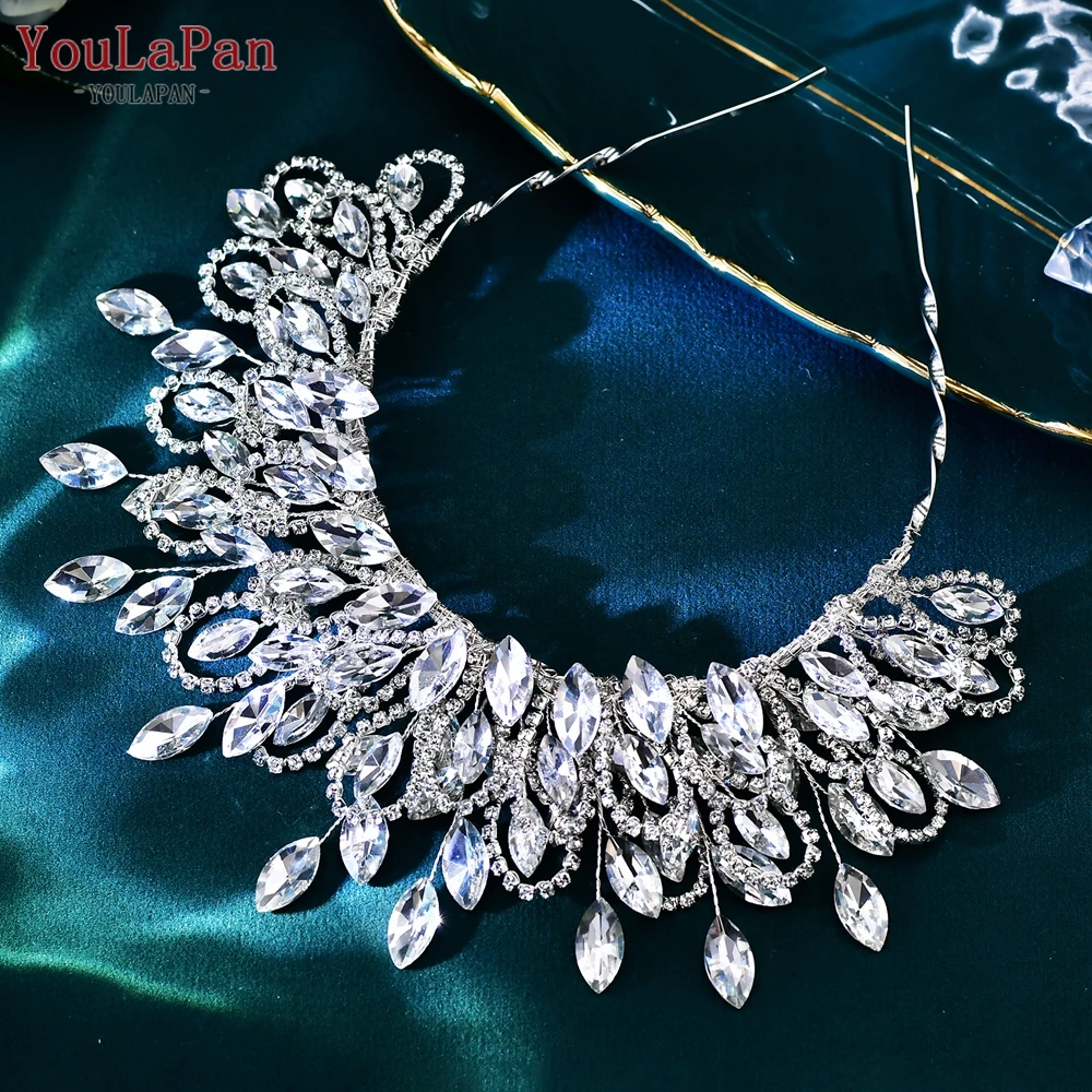 YouLaPan Big Rhinestone Tiara Crown Bridal Wedding Headband Handmade Crystal Head Pieces Woman Banquet Hair Accessories HP616