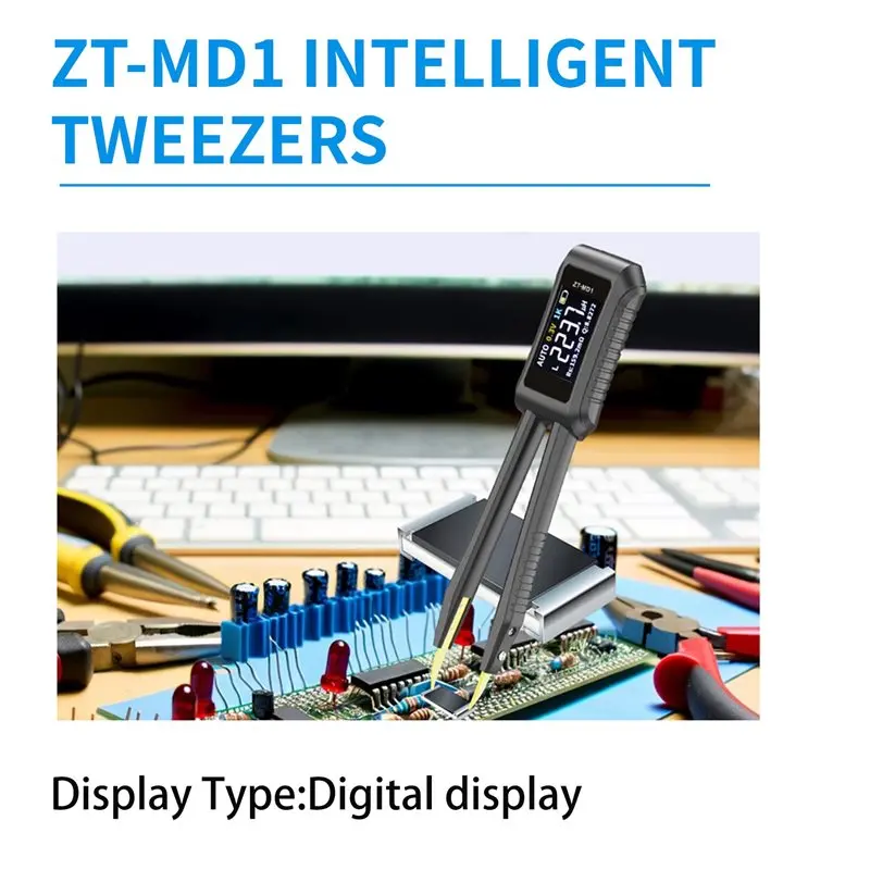 AB02 ZT-MD1 Intelligent Tweezers LCR Digital Bridge Tester, Automatic Measurement Of Resistance, Capacitance & Inductance