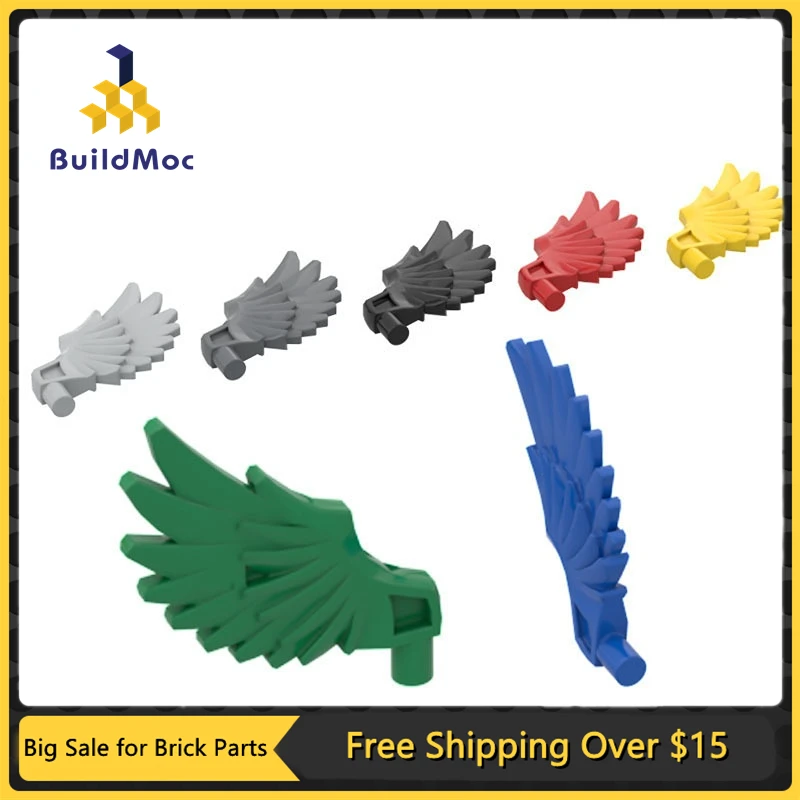 10Pcs MOC Parts 11100 Animal Creature Body Part Wing Feathered Compatible Bricks DIY Building Blocks Particle Kid Brain Toy Gift