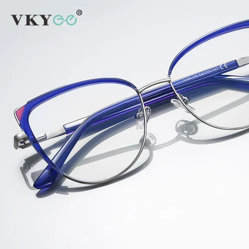 Imagen 2 del producto VICKY, nueva moda, gafas antiluz azul, gafas planas populares, monturas de ojo de gato, gafas de lectura personalizables para mujer 3124