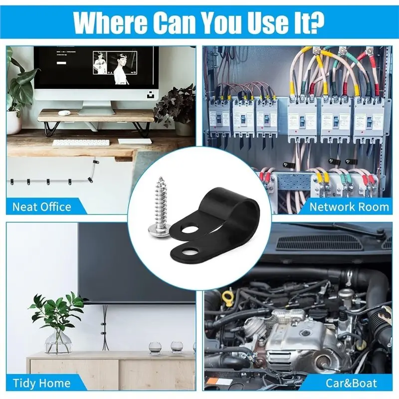 ABLK Nylon Plastic Wire Clips For Indoor Outdoor- 120Pcs 3/16