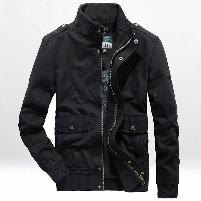 Men's Casual Solid Color Slim Stand-up Collar Jacket Large Size Casual Fashion All-match Cotton Jacket