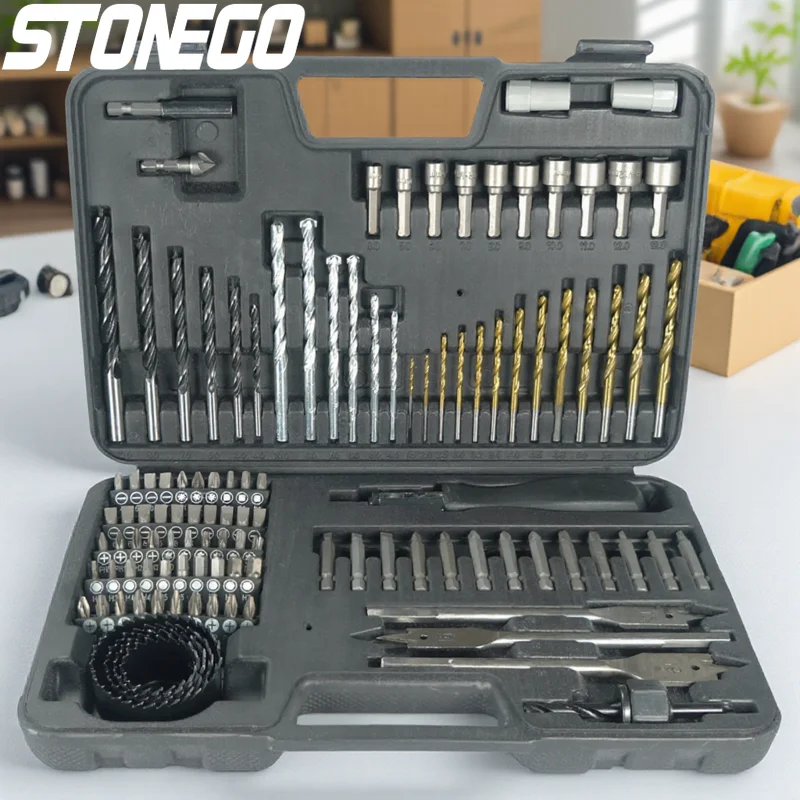 

111PCS Drill Bit Set for Wood Metal and Plastic with Hex Shank Twist Drill Bits for Woodworking Construction and DIY Projects