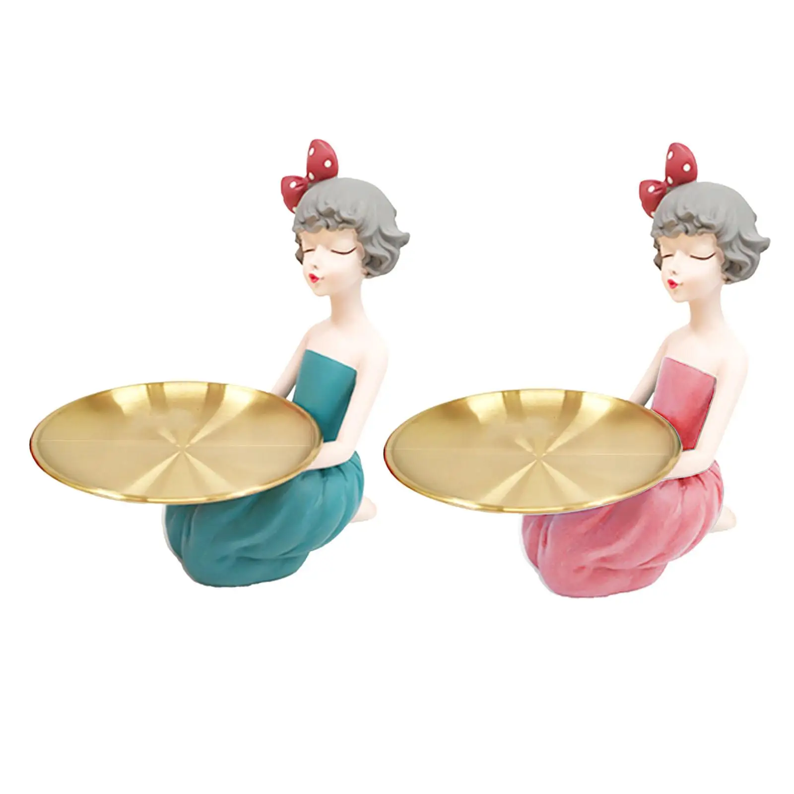 

Modern Girl Figurine Statue Tray Storage Collectible Sculptures Art Centerpiece