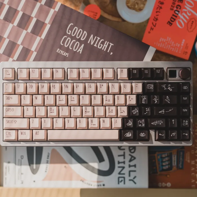 

Goodnight Cocoa Theme Keycaps Set Customized PBT Sublimation PC Cherry Profile Keyboard Cap for Mechanical Keyboard Accessories