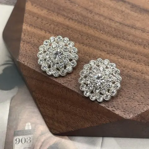 10 pçs novo girassol redondo diamante botões de metal para roupas femininas camisa cardigan decorativo acessório de costura