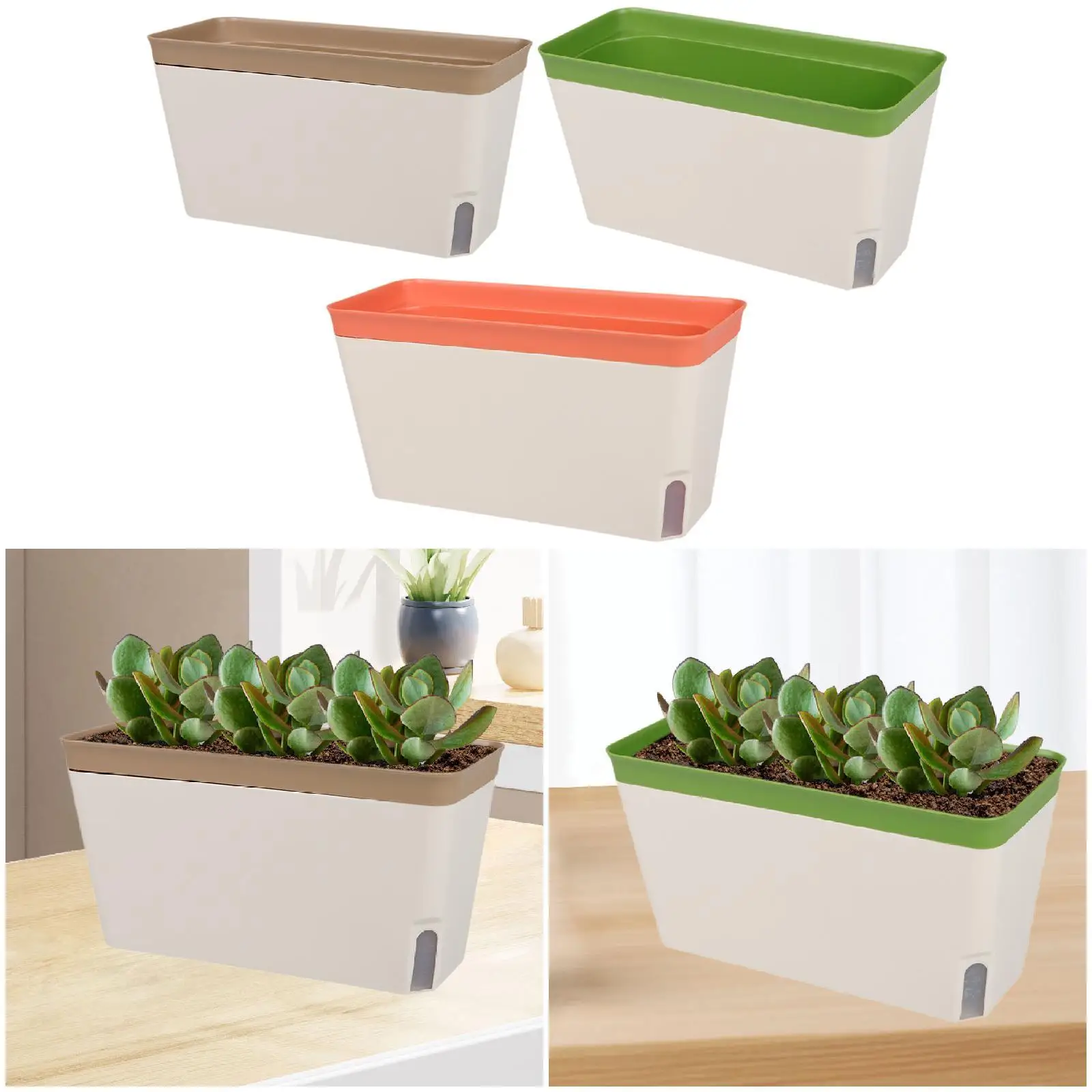 Flower Pot Yard Desktop Indoor Outdoor Self Watering Pot Plant Pot Self Watering Planter for Railing Balcony Patio Window Porch