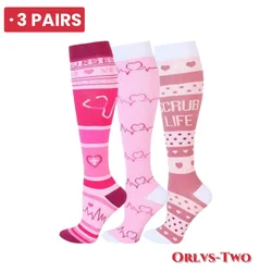 3 Pairs/Pack Compression Socks 20-30 MmHg Women Men Knee High Sports Socks Edema Diabetes Varicose Veins Running Socks