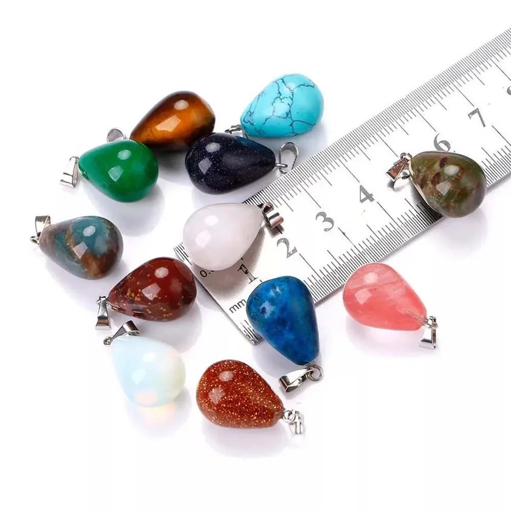 Natural Semi-precious Stone Pendants Crystal Agates Charms Pendant Pendant Round Drop Shape For Jewelry Making Necklace