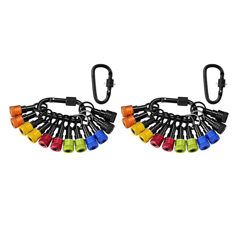 A93E-24Pcs Bit Holder Key Chain 1/4Inch Bit Holder Hex Shank Screwdriver Portable Light-Weight Quick-Release Extension Bar