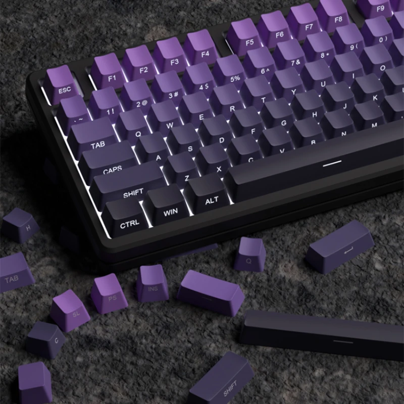 

MiFuny Black Purple Gradient Keycap Set PBT Translucent OEM Profile Dye Sublimated Side-engraved Mechanical Keyboard Keycap Kit