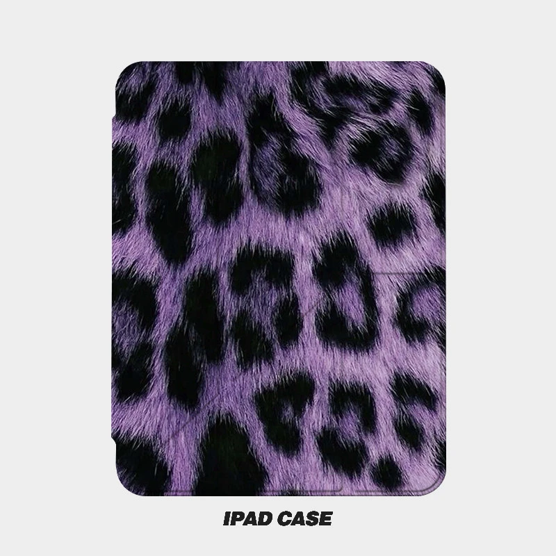 Purple Leopard Print New Tablet Case For iPad Pro 11 12.9in 13 M4 9.7 10.2 5/6th 7/8/9 10 11th MINI 6 7 Air 5 6 7 Trifold Case