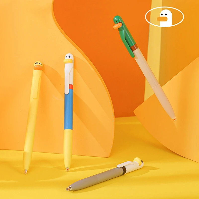 Juego de bolígrafos de Gel giratorios divertidos y bonitos, bolígrafos de escritura de oficina con diseño de pollo negro de 0,5mm, 4 Uds.