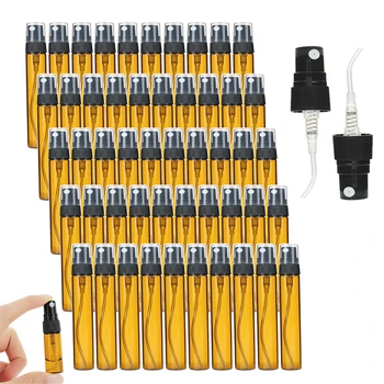 앰버 미니 휴대용 향수병 스프레이, 리필 가능 화장품 샘플, 유리병 빈 용기, 50/100 팩, 3ml, 5ml, 10ml