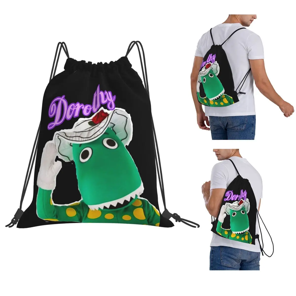

The Wiggles - Dorothy The Dinosaur Backpacks Multi-function Drawstring Bags Sports Bag Book Bags for Man Woman School