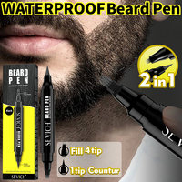 Waterproof Double Ended Beard Pen 5ml Black/Dark Brown Beard Filling Pencil Four Prong Hair Eyebrow Stuffing Pen Beard Styling