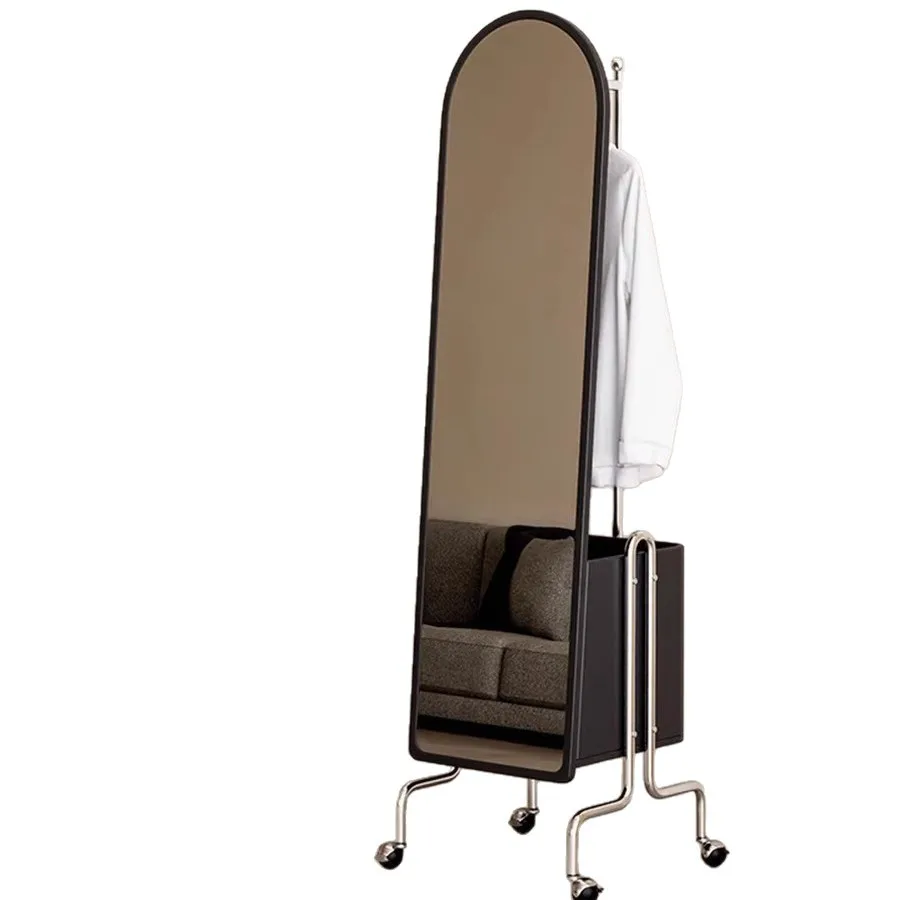 Retro floor-to-ceiling full-length mirror removable coat rack Home full-length mirror Bedroom entrance Multifunctional clothing