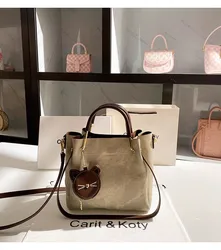 Large Capacity Textured Bucket Bag Fashion Casual Bag High Quality Women's Handbag Lady Purse Shoulder Messenger Bag