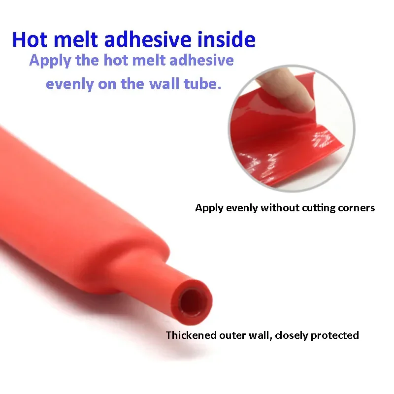 4:1 Heat Shrink Tube With Double Wall Glue Tube Colour Diameter 4 8 12 16 20mm