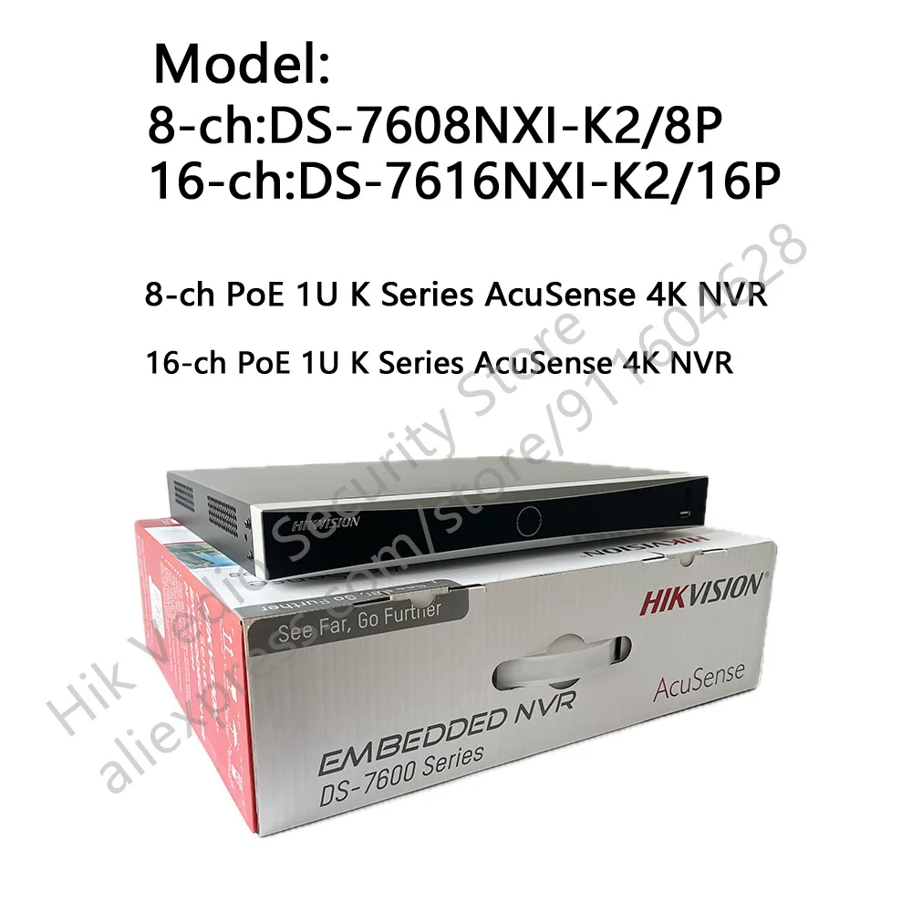 Hikvision DS-7616NXI-K2/16P DS-7608NXI-K2/8P PoE 1U AcuSense 4K NVR Network Video Recorder Intelligent Analytics CCTV System