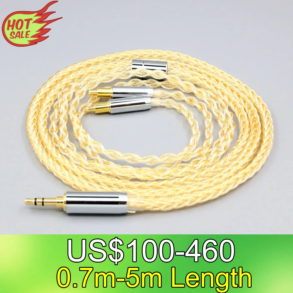 

LN008416 8 Core 99% 7n Pure Silver 24k Gold Plated Earphone Cable For Audio Technica ATH-ADX5000 ATH-MSR7b 770H 990H A2DC