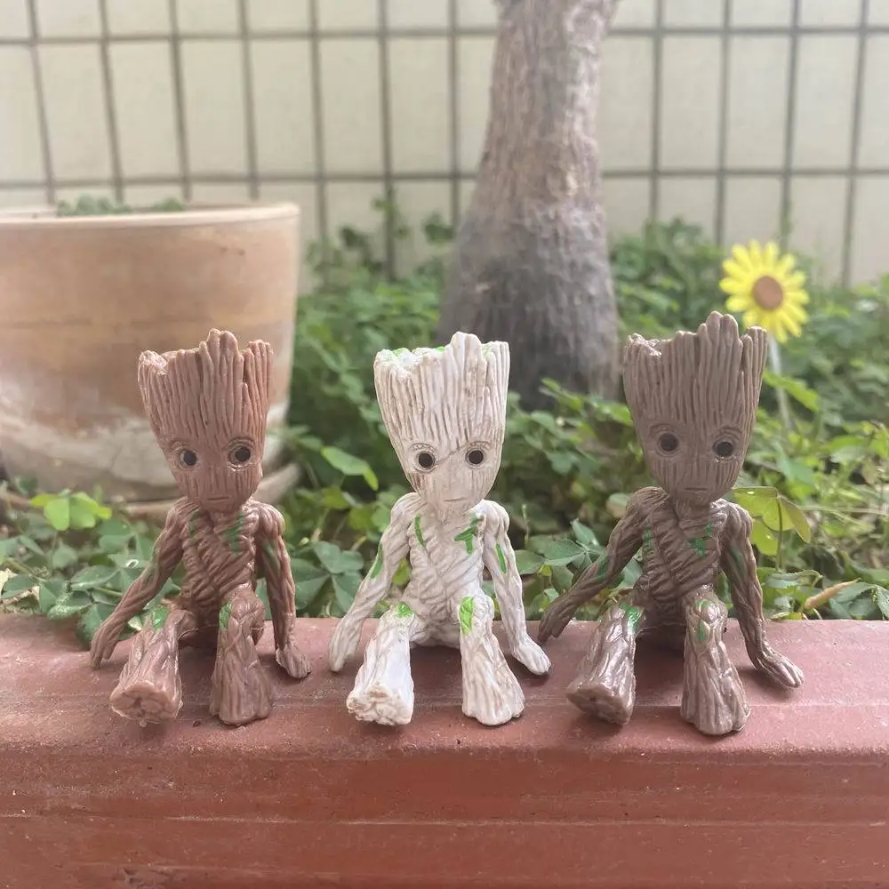 PVC Tree Man Groot Figure, Flower Pot Dress Up Doll, Blind Box Twisted Egg, Sitting Mini Groot