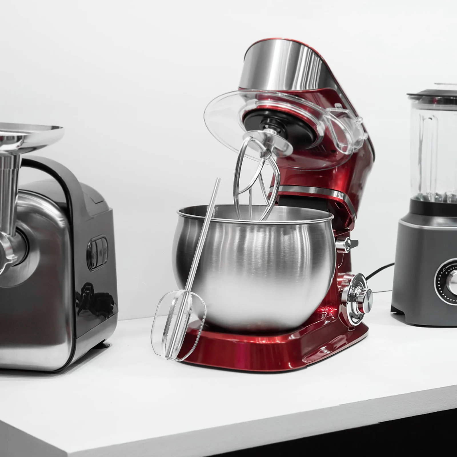 

Electric Mixer With Extended Frother Wands Stainless Steel Whisk Attachment For Batters Dough Milk Ice Cream Handheld