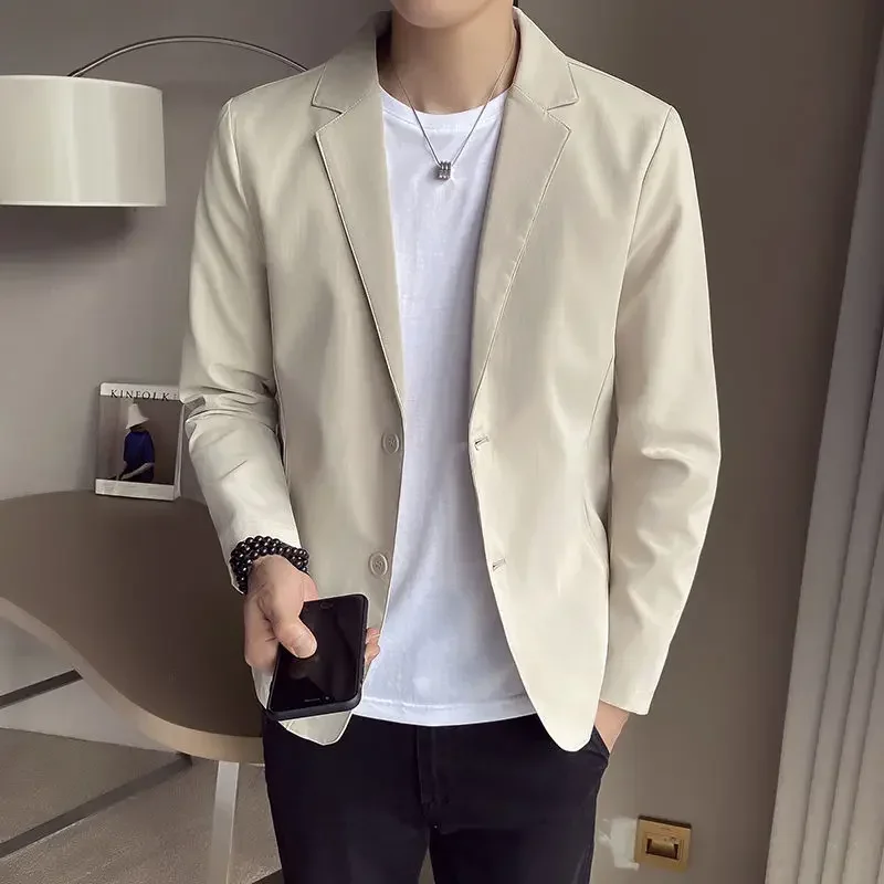 Party Men's Suit Jackets Khaki Cropped Male Blazer Short Coat Fashion 2024 Spring Clothes Elegant High Quality Classic Casual