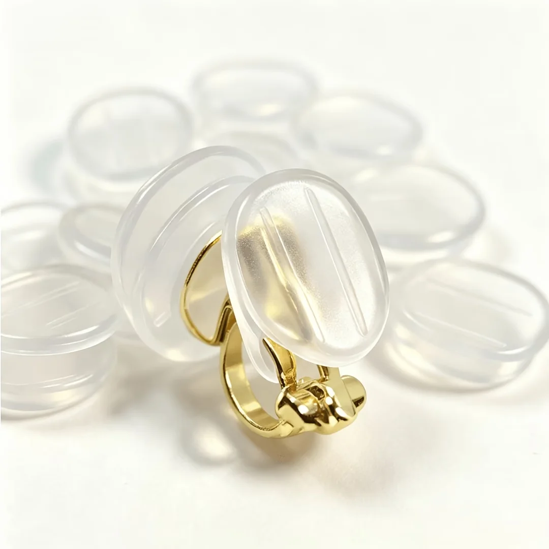 20-Piece Comfortable Transparent Silicone Earring Pads, Clip-On Earring Back Pads for Clip Earrings