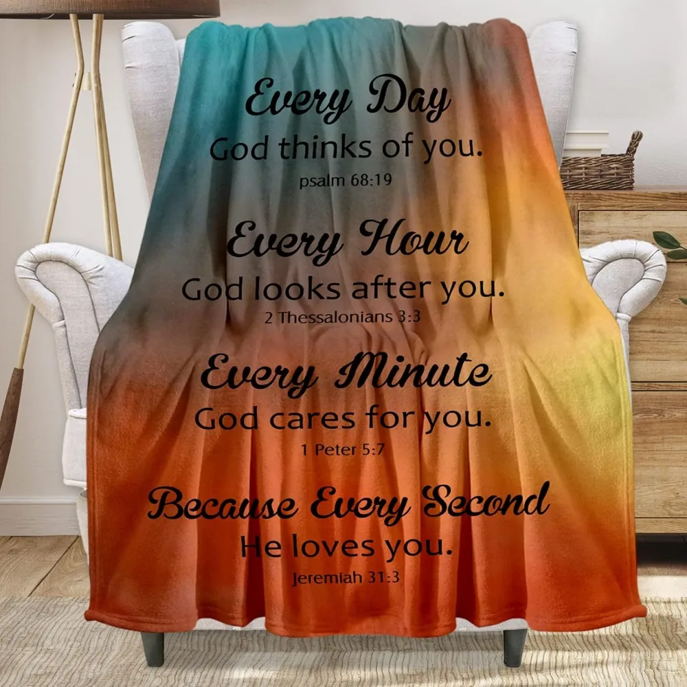 Bible Verse Blanket, Inspirational Religious Gift Throw Blanket with Bible Verse Religious Gifts for Women