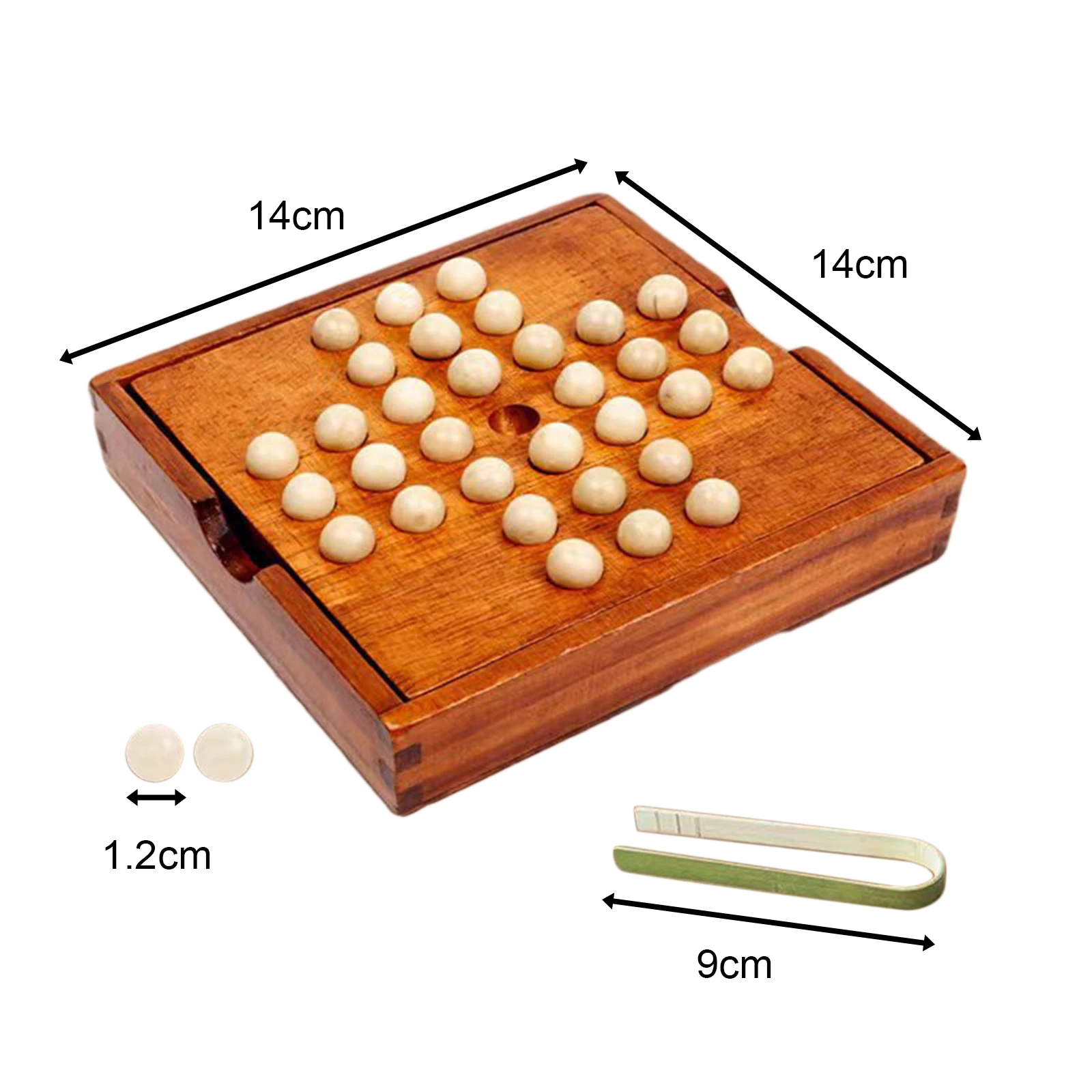 Solitaire Board Game Office Decor Chess Toy and 32 Marbles Chess Wooden Puzzle Board Game Strategy Board Game Table Top Game