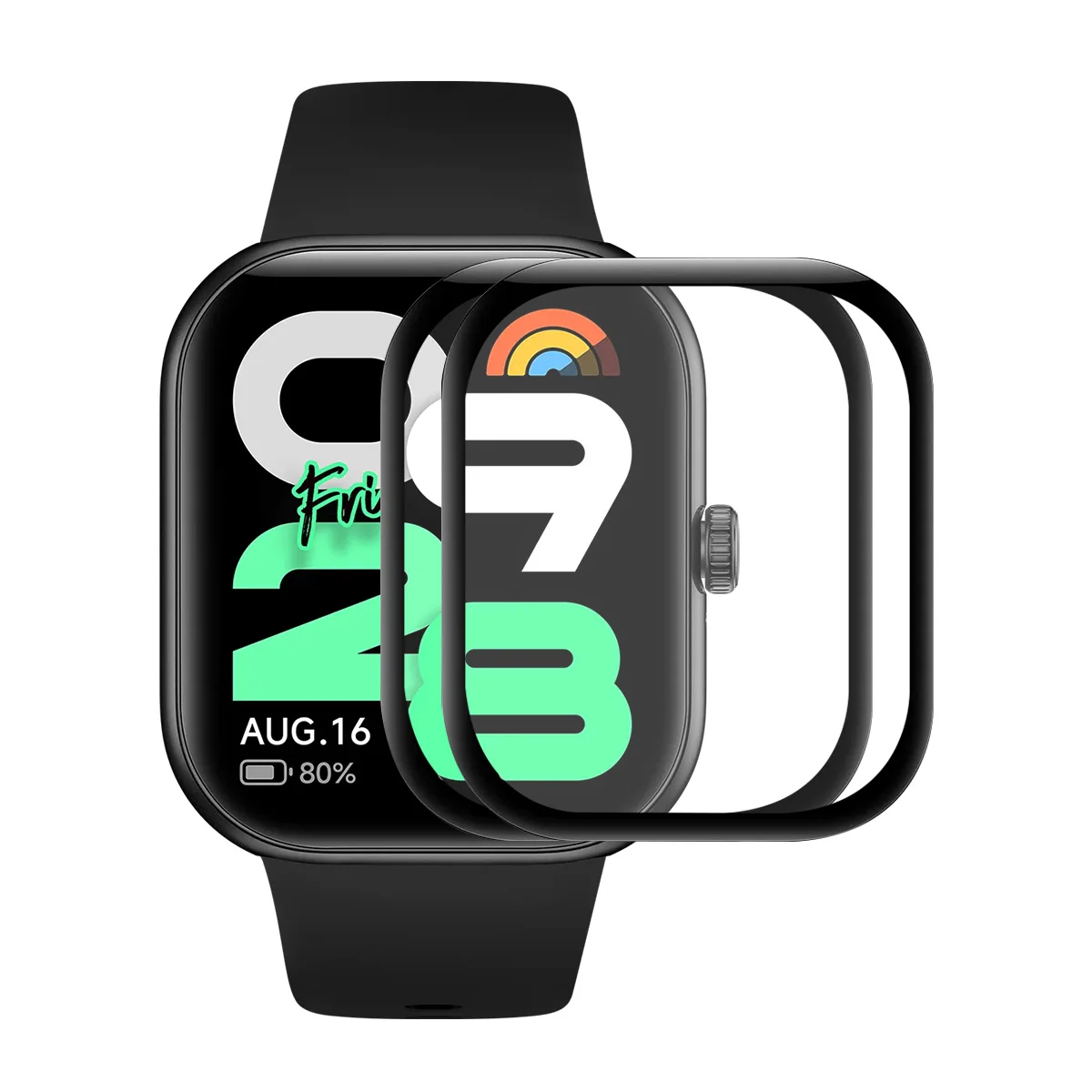 

Для Xiaomi Redmi Watch Move 2 шт. Защитная пленка для экрана 3D изогнутый ПК + ультра прозрачная пленка из ПММА - черный