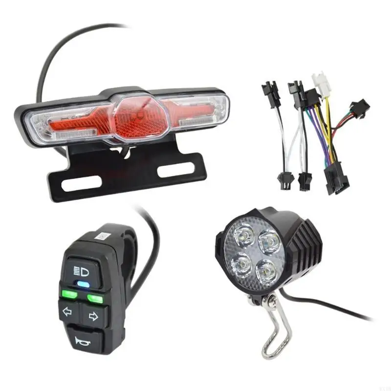 Electric Bicycles Headlight Horn Taillight Turn Set with Switching Button Skateboards Headlight Assembly Part - view 5