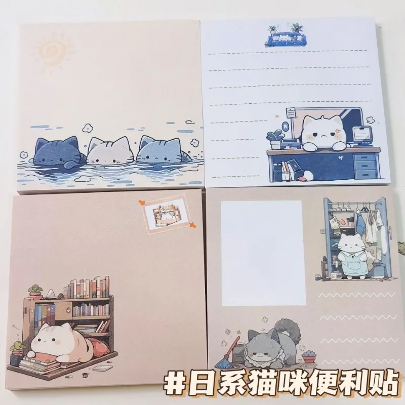 Leuke Cartoon Kat Scrapbooking Memo Pad Kawaii Japanse Anime Kitten Kladblok voor Kinderen Creatief Ontwerp School Briefpapier Opmerking