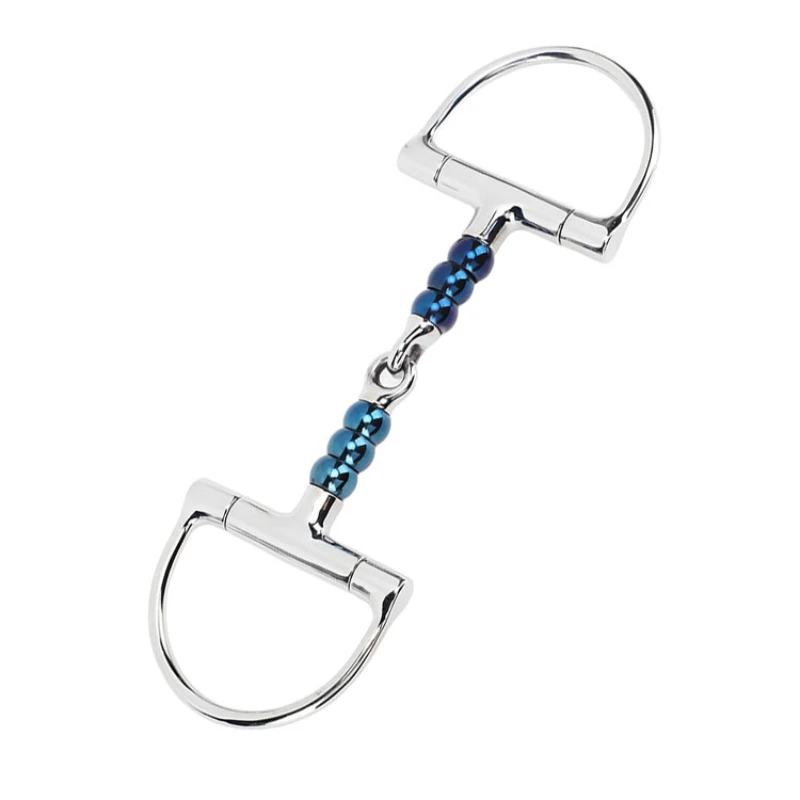 Equestrian armature D-type mouth armature horse bit 12.5 cm horse seat mouth seat harness stainless steel horse mouth with beads